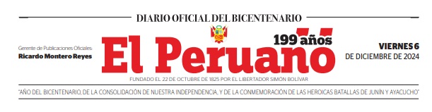 Imagen de portada de Normas Legales - 06 diciembre de 2024